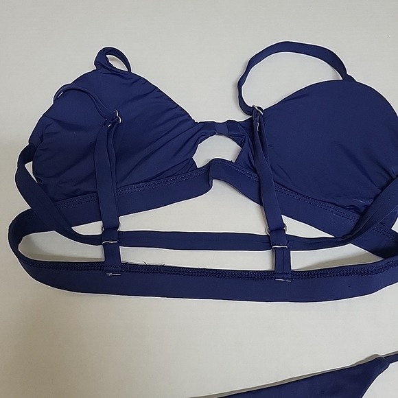Tinibikini XL 2 Piece Bikini Navy Blue Removable Padding Adjustable Straps  NWOT - Picture 3 of 7